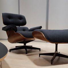 studioHR, Eames Lounge Chair REPLIKA sivi kašmir, orah