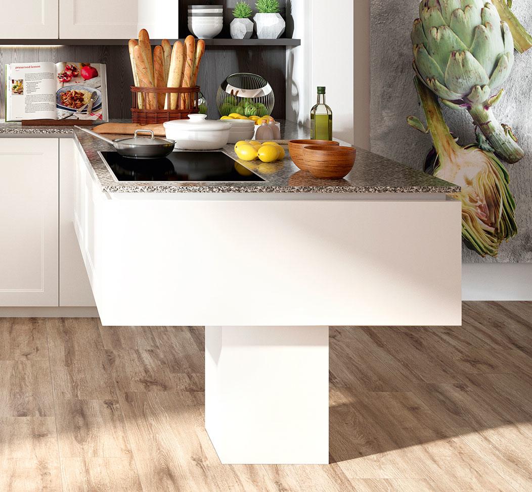 DanKuchen LionClassic kuhinja mat bijele boje rustikalnog dizajna, kuhinjski poluotok