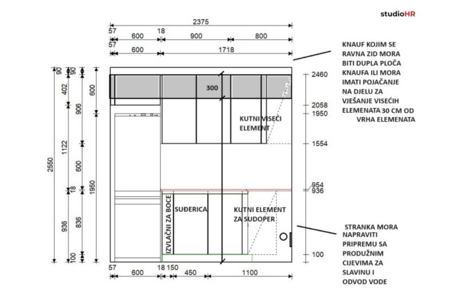 Kuhinja po mjeri Lionga Silbermond projekt 3638651000 nacrt 01