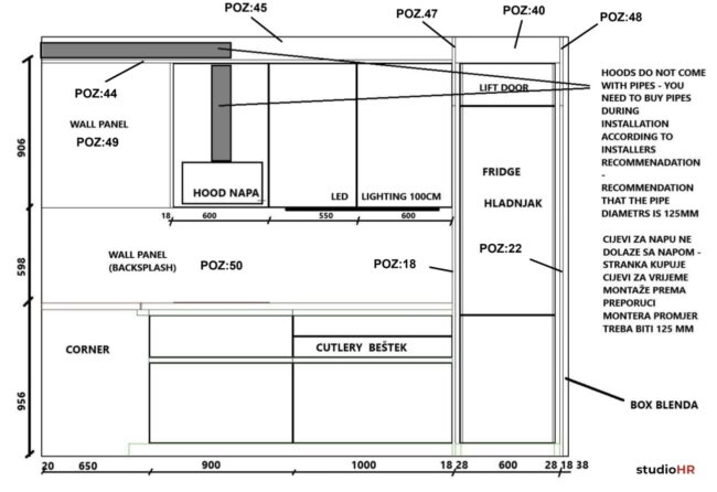 Kuhinja po mjeri <br/>Silbermond <br/>projekt 5603389000